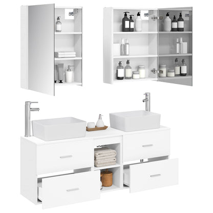 vidaXL Bathroom Furniture Set 5 pcs White Engineered Wood and Glass 3