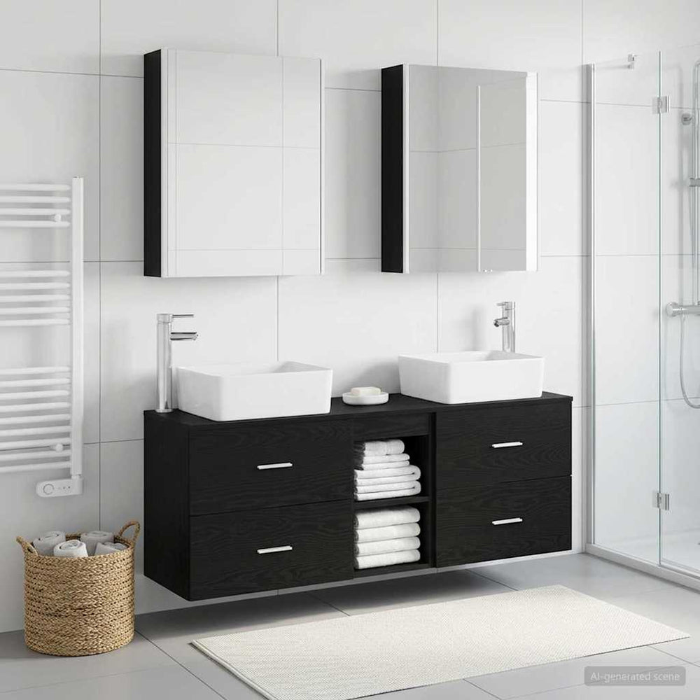 vidaXL Bathroom Furniture Set 5 pcs Black Oak