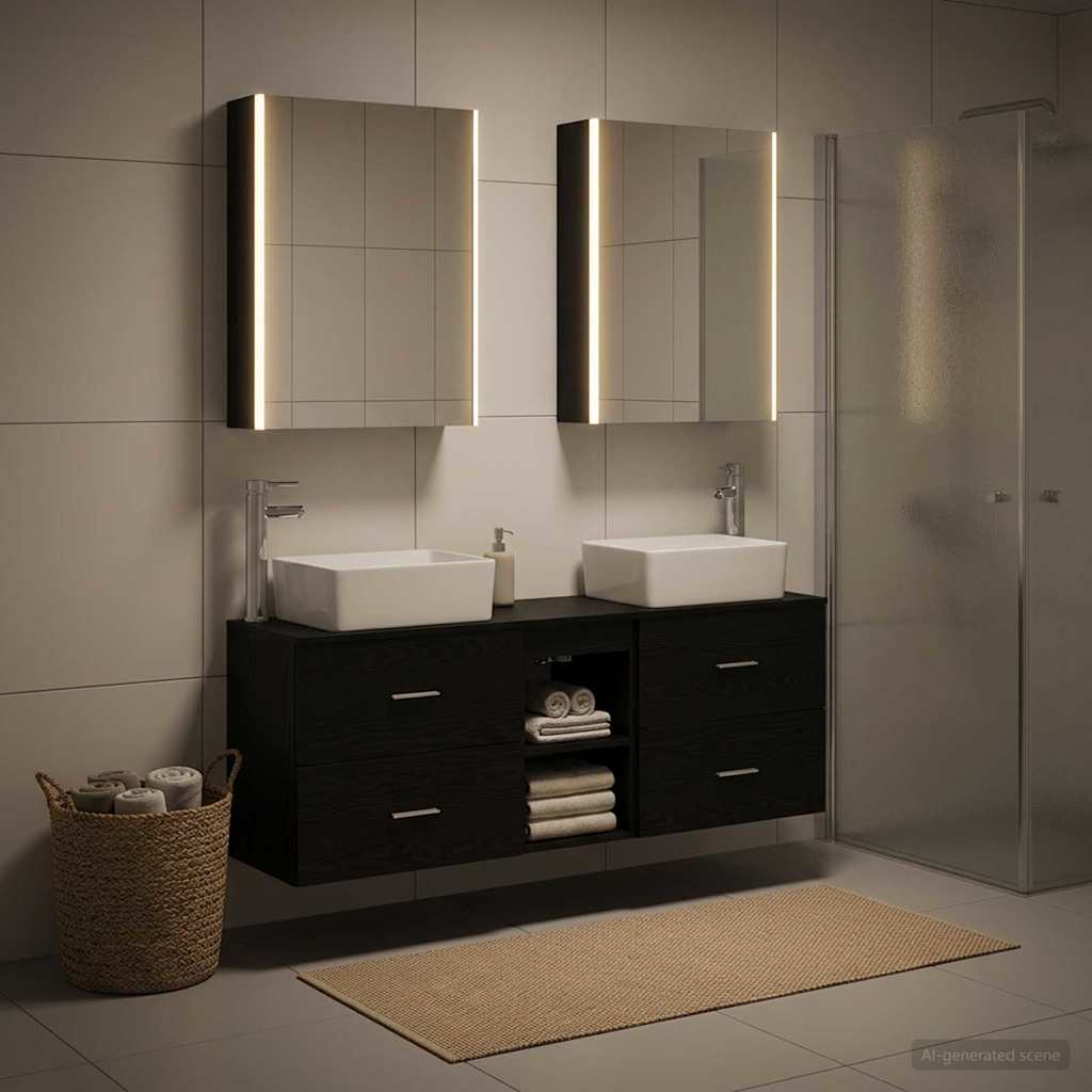vidaXL Bathroom Furniture Set 5 pcs Black Oak 4