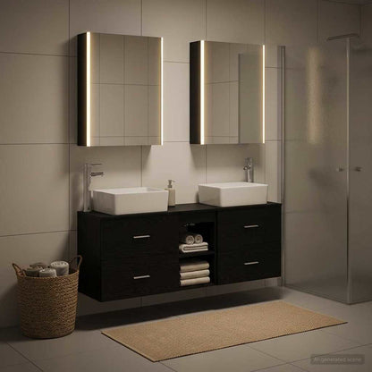 vidaXL Bathroom Furniture Set 5 pcs Black Oak 4