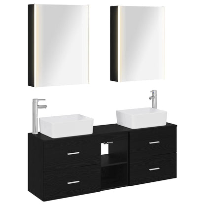 vidaXL Bathroom Furniture Set 5 pcs Black Oak 2