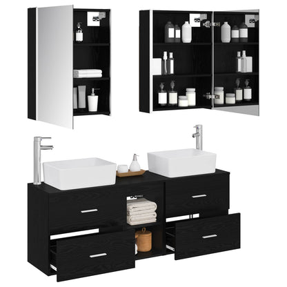 vidaXL Bathroom Furniture Set 5 pcs Black Oak 3