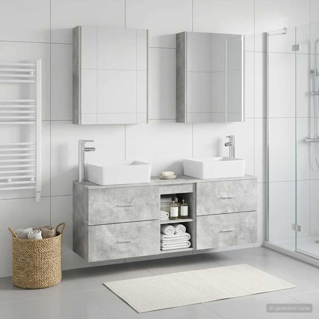 vidaXL Bathroom Furniture Set 5 pcs Concrete Grey 1