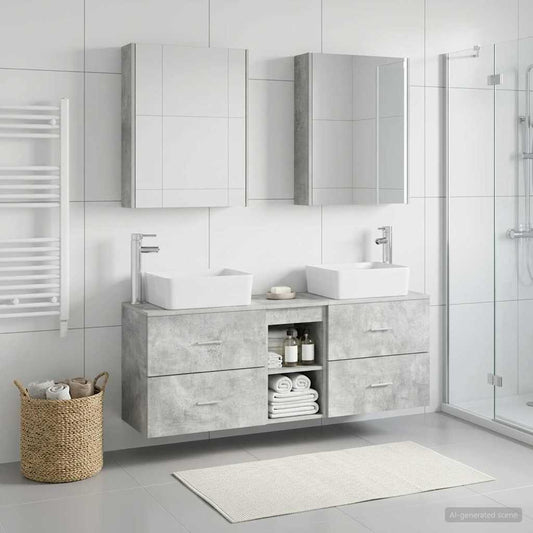 vidaXL Bathroom Furniture Set 5 pcs Concrete Grey 1