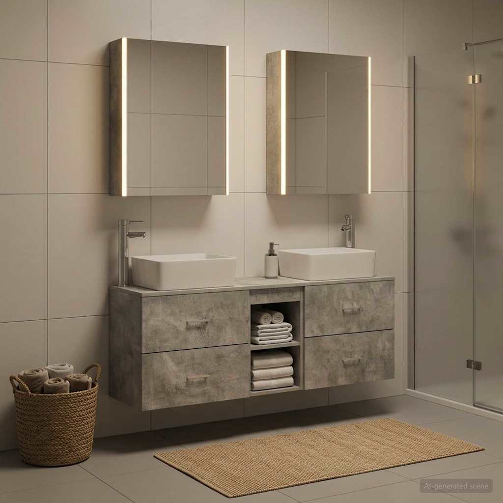 vidaXL Bathroom Furniture Set 5 pcs Concrete Grey 4