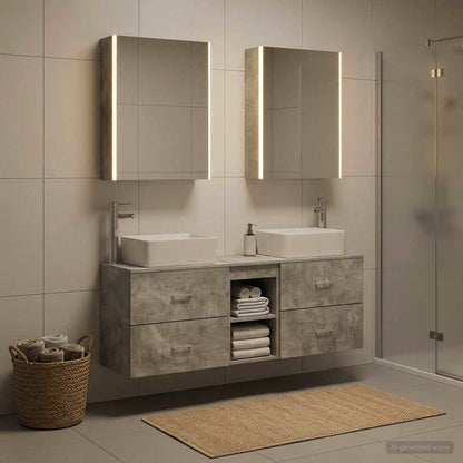 vidaXL Bathroom Furniture Set 5 pcs Concrete Grey 4