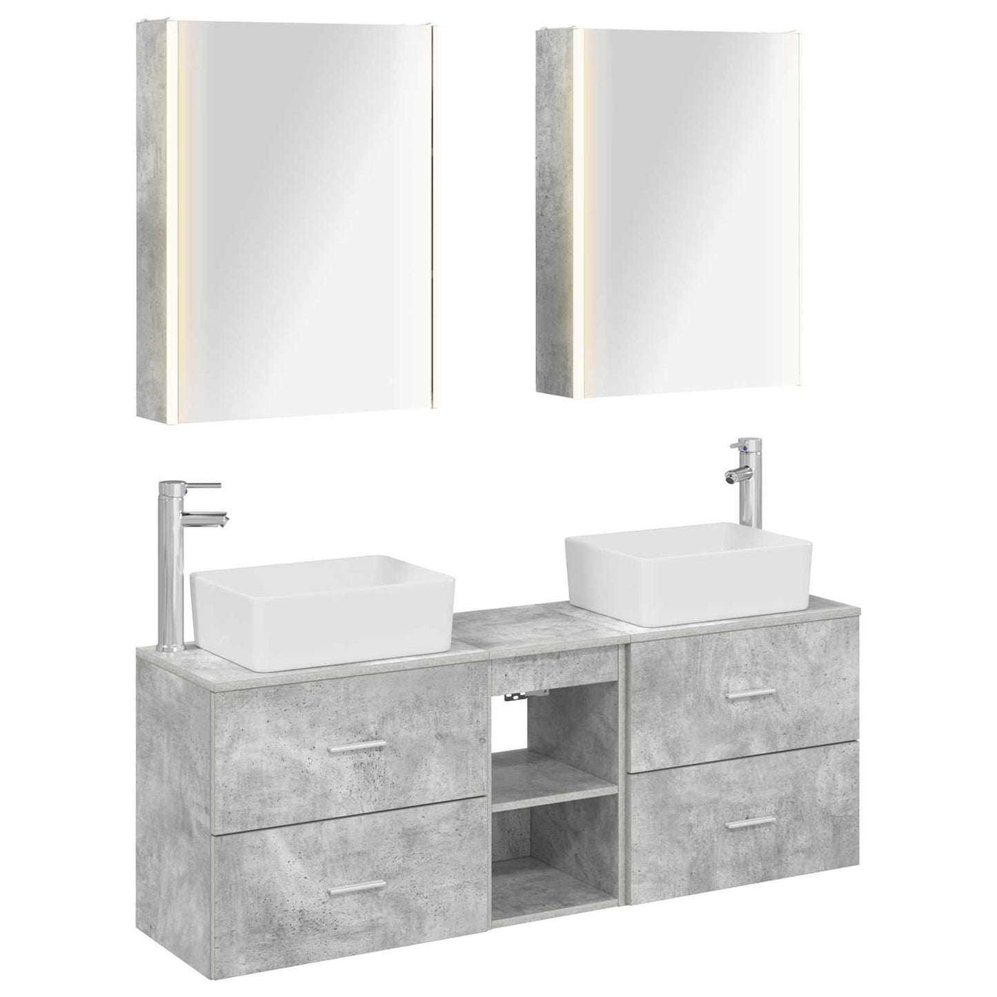 vidaXL Bathroom Furniture Set 5 pcs Concrete Grey 2