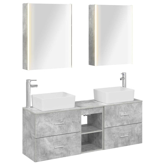 vidaXL Bathroom Furniture Set 5 pcs Concrete Grey 2