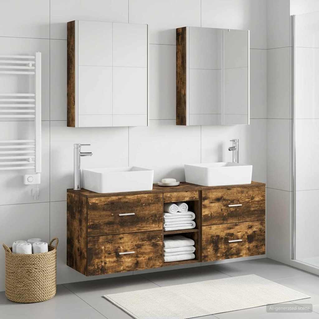 vidaXL Bathroom Furniture Set 5 pcs Smoked Oak 4
