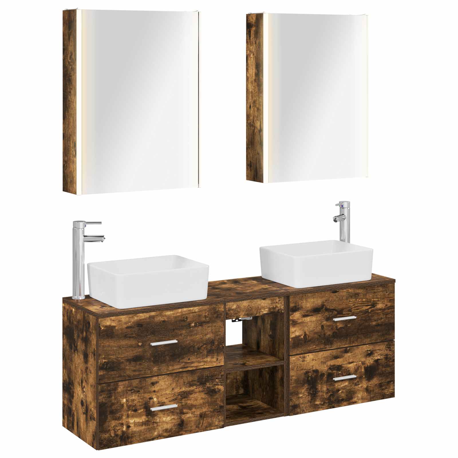 vidaXL Bathroom Furniture Set 5 pcs Smoked Oak 2