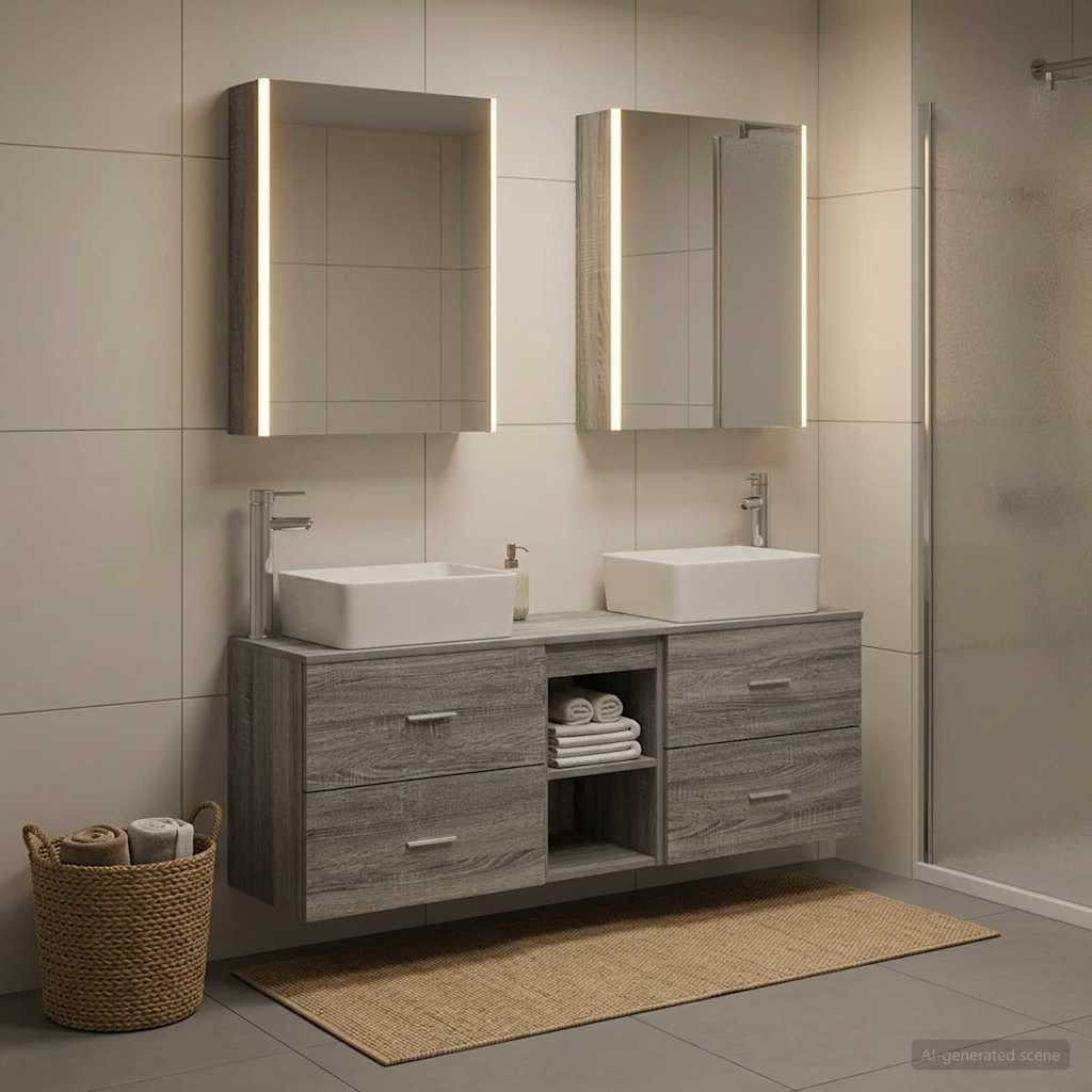 vidaXL Bathroom Furniture Set 5 pcs Grey Sonoma 4