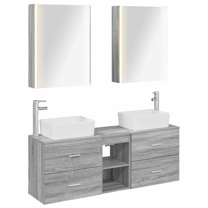 vidaXL Bathroom Furniture Set 5 pcs Grey Sonoma 2