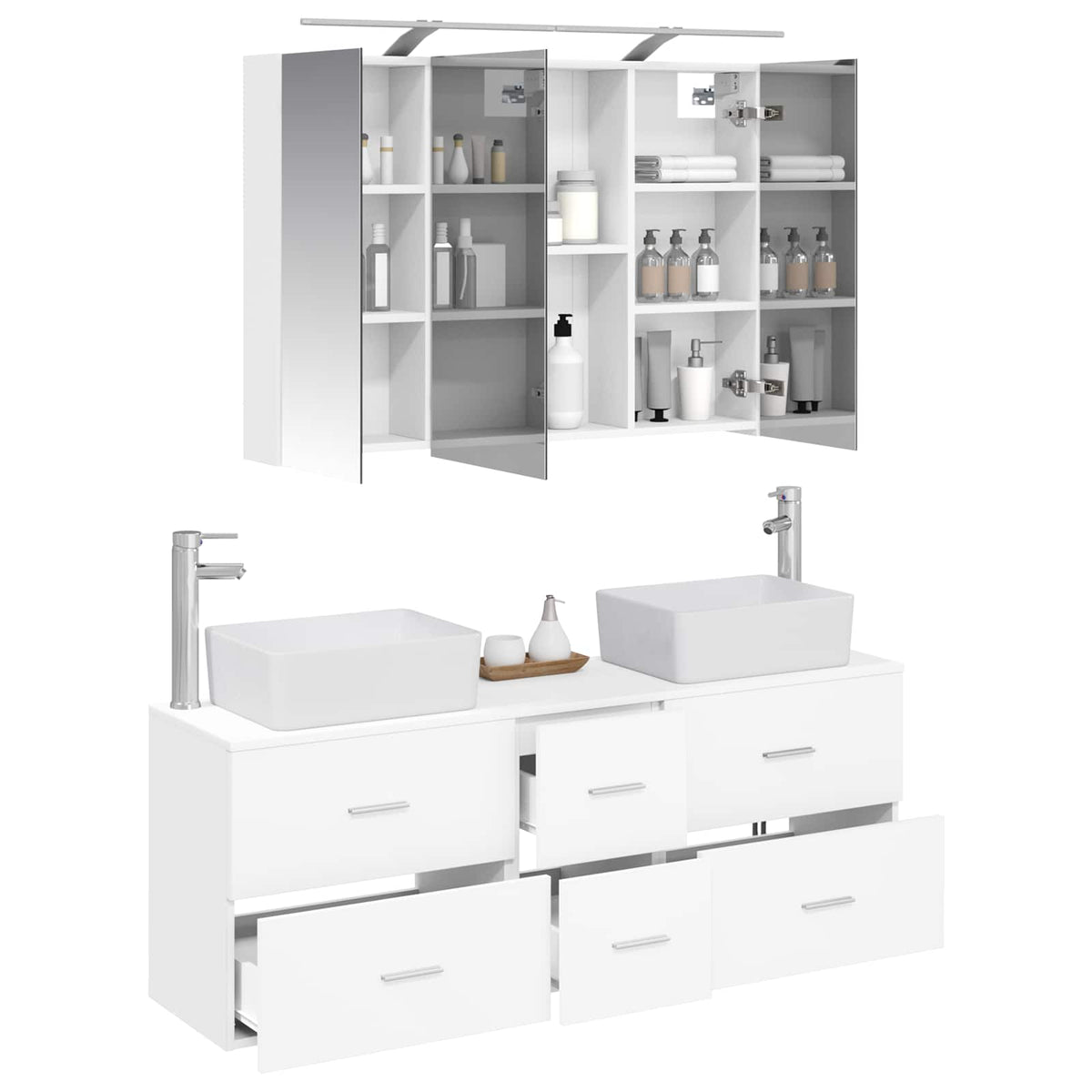 Bathroom Furniture Set 4 pcs 100 x 14.5 x 70 cm White