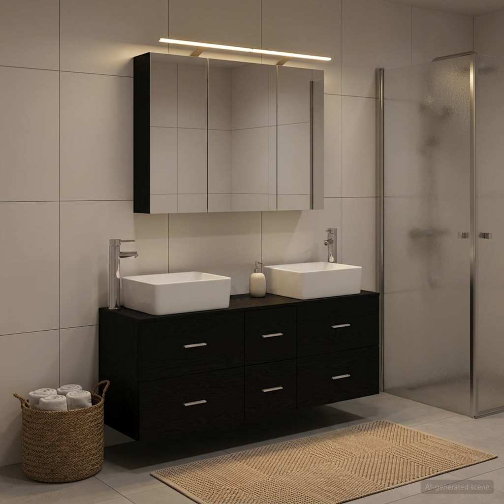 vidaXL Bathroom Furniture Set 4 pcs Black Oak 4