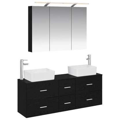 Bathroom Furniture Set 4 pcs 100 x 14.5 x 70 cm Black oak