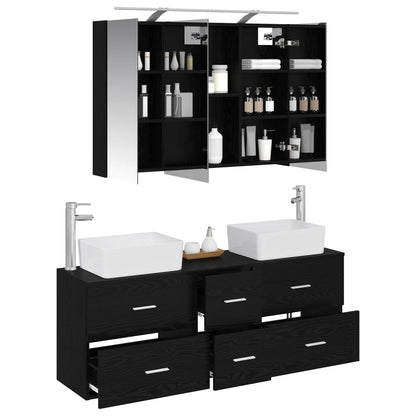 Bathroom Furniture Set 4 pcs 100 x 14.5 x 70 cm Black oak
