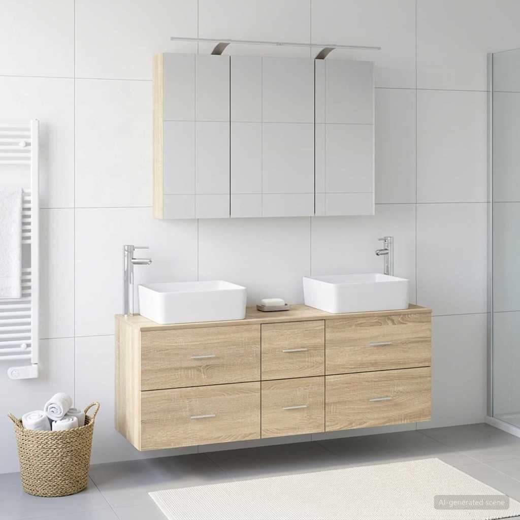 vidaXL Bathroom Furniture Set 4 pcs Sonoma Oak 4