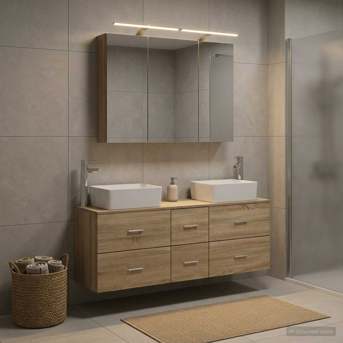 vidaXL Bathroom Furniture Set 4 pcs Sonoma Oak 1