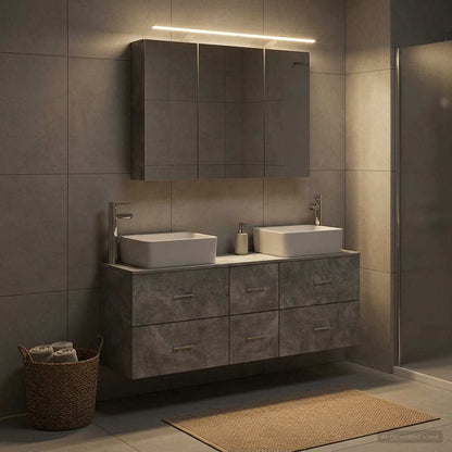 Bathroom Furniture Set 4 pcs 100 x 14.5 x 70 cm Concrete grey