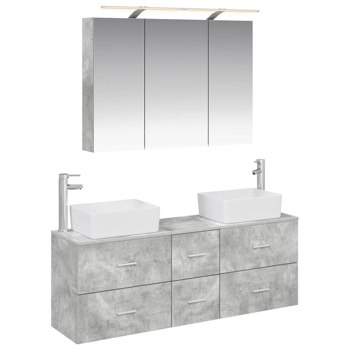 Bathroom Furniture Set 4 pcs 100 x 14.5 x 70 cm Concrete grey