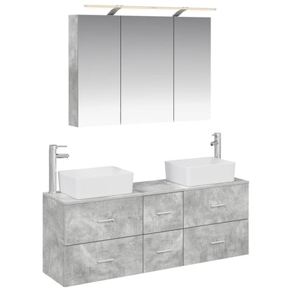 Bathroom Furniture Set 4 pcs 100 x 14.5 x 70 cm Concrete grey