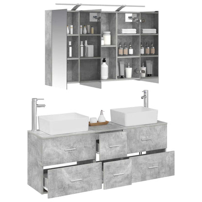 Bathroom Furniture Set 4 pcs 100 x 14.5 x 70 cm Concrete grey