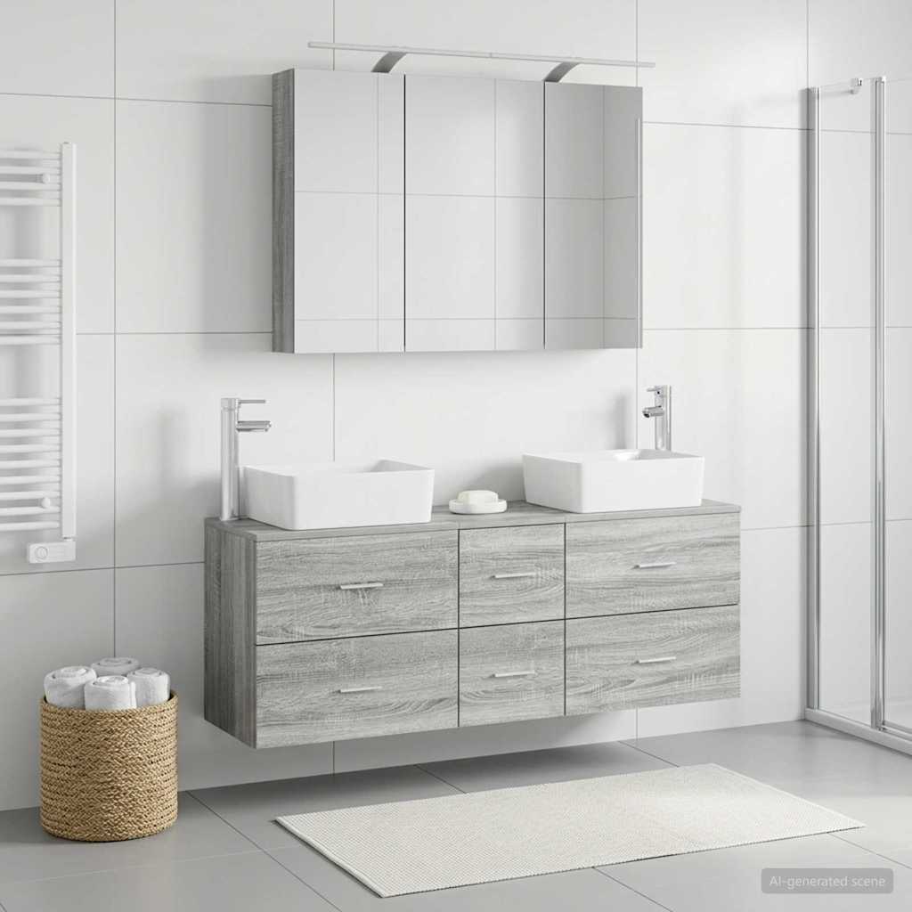 Bathroom Furniture Set 4 pcs 100 x 14.5 x 70 cm Grey sonoma