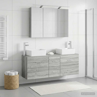 Bathroom Furniture Set 4 pcs 100 x 14.5 x 70 cm Grey sonoma