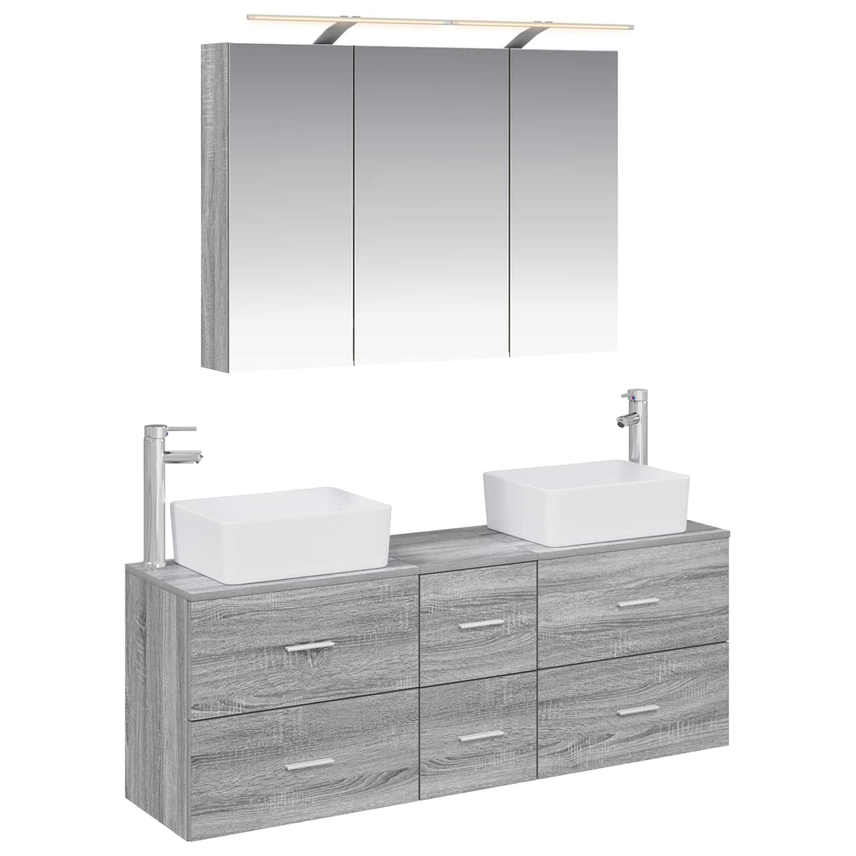 Bathroom Furniture Set 4 pcs 100 x 14.5 x 70 cm Grey sonoma