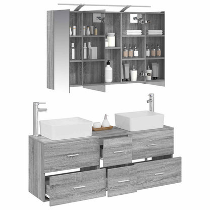 Bathroom Furniture Set 4 pcs 100 x 14.5 x 70 cm Grey sonoma
