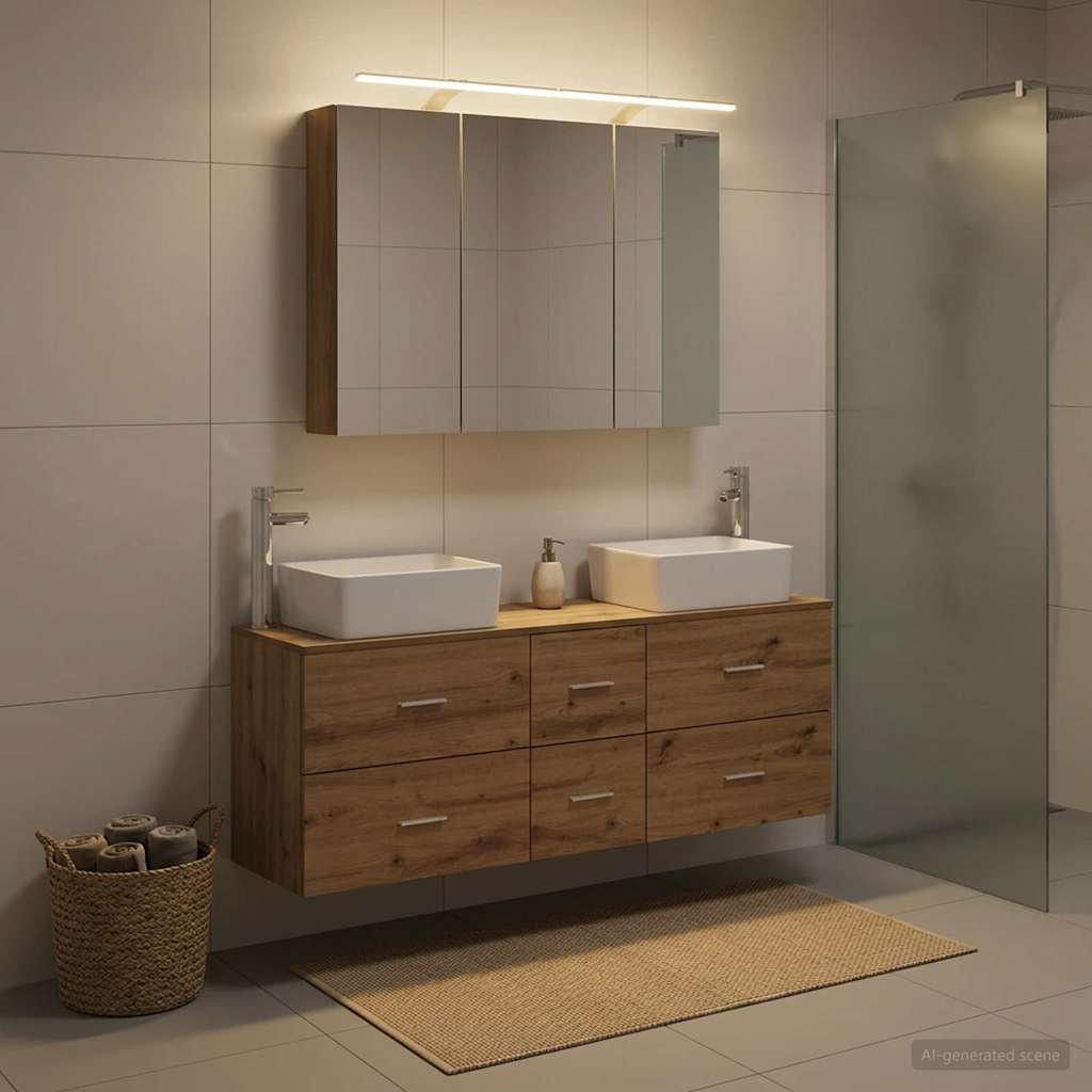 Bathroom Furniture Set 4 pcs 100 x 14.5 x 70 cm Artisan oak