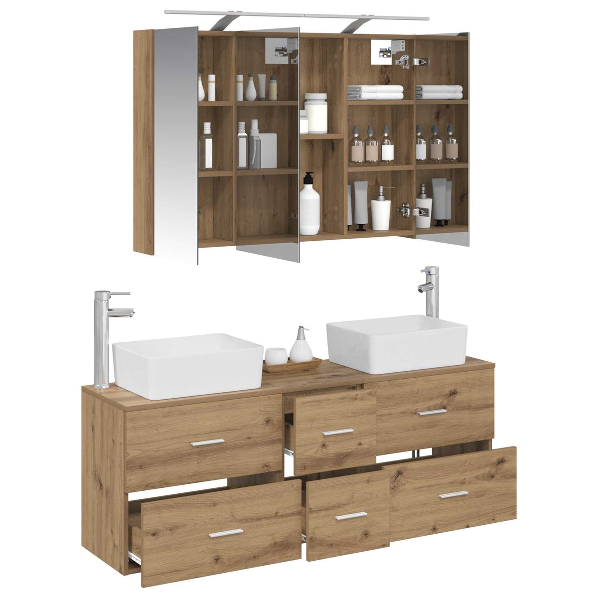 Bathroom Furniture Set 4 pcs 100 x 14.5 x 70 cm Artisan oak