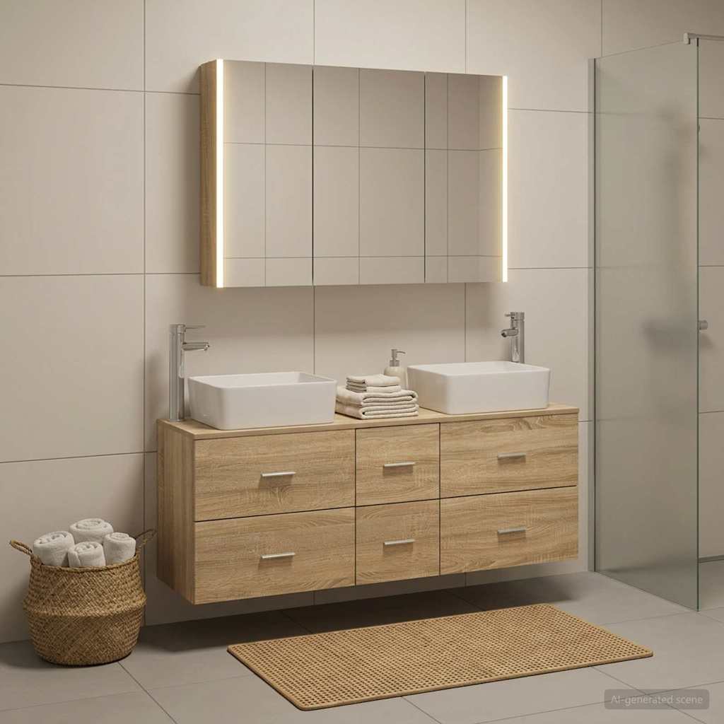 vidaXL Bathroom Furniture Set 4 pcs Sonoma Oak 4