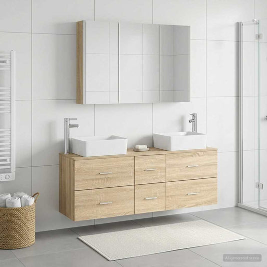 vidaXL Bathroom Furniture Set 4 pcs Sonoma Oak 1