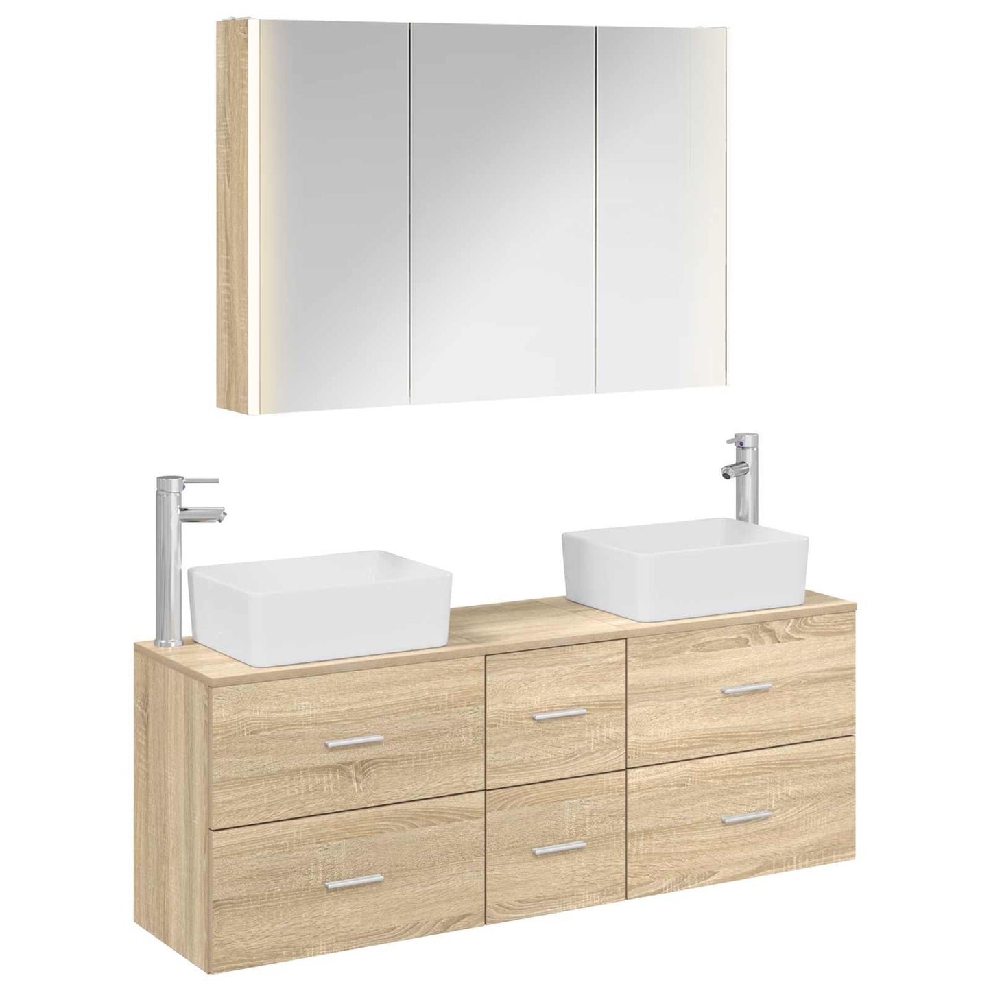 vidaXL Bathroom Furniture Set 4 pcs Sonoma Oak 2