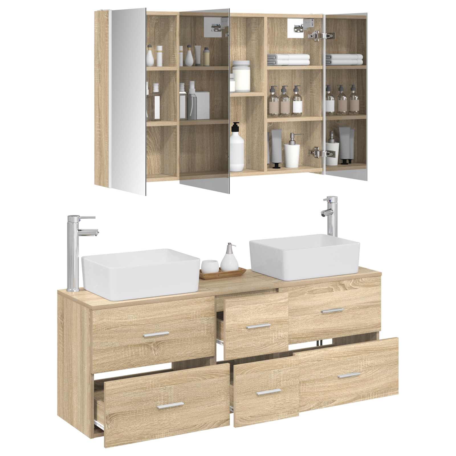 vidaXL Bathroom Furniture Set 4 pcs Sonoma Oak 3