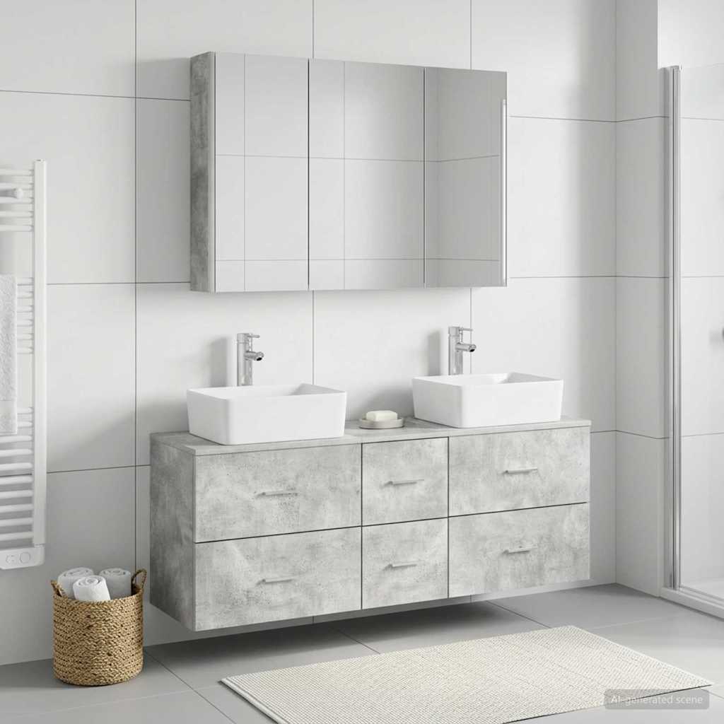 vidaXL Bathroom Furniture Set 4 pcs Concrete Grey 1