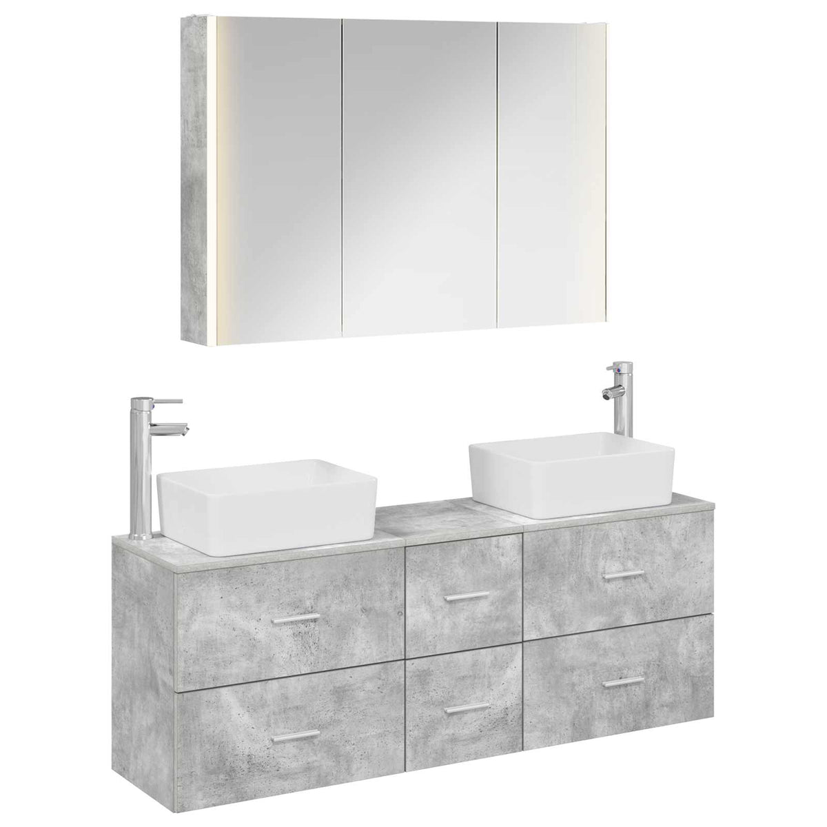 vidaXL Bathroom Furniture Set 4 pcs Concrete Grey 2