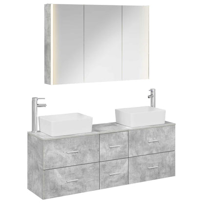 vidaXL Bathroom Furniture Set 4 pcs Concrete Grey 2