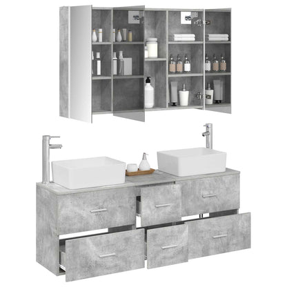 vidaXL Bathroom Furniture Set 4 pcs Concrete Grey 3