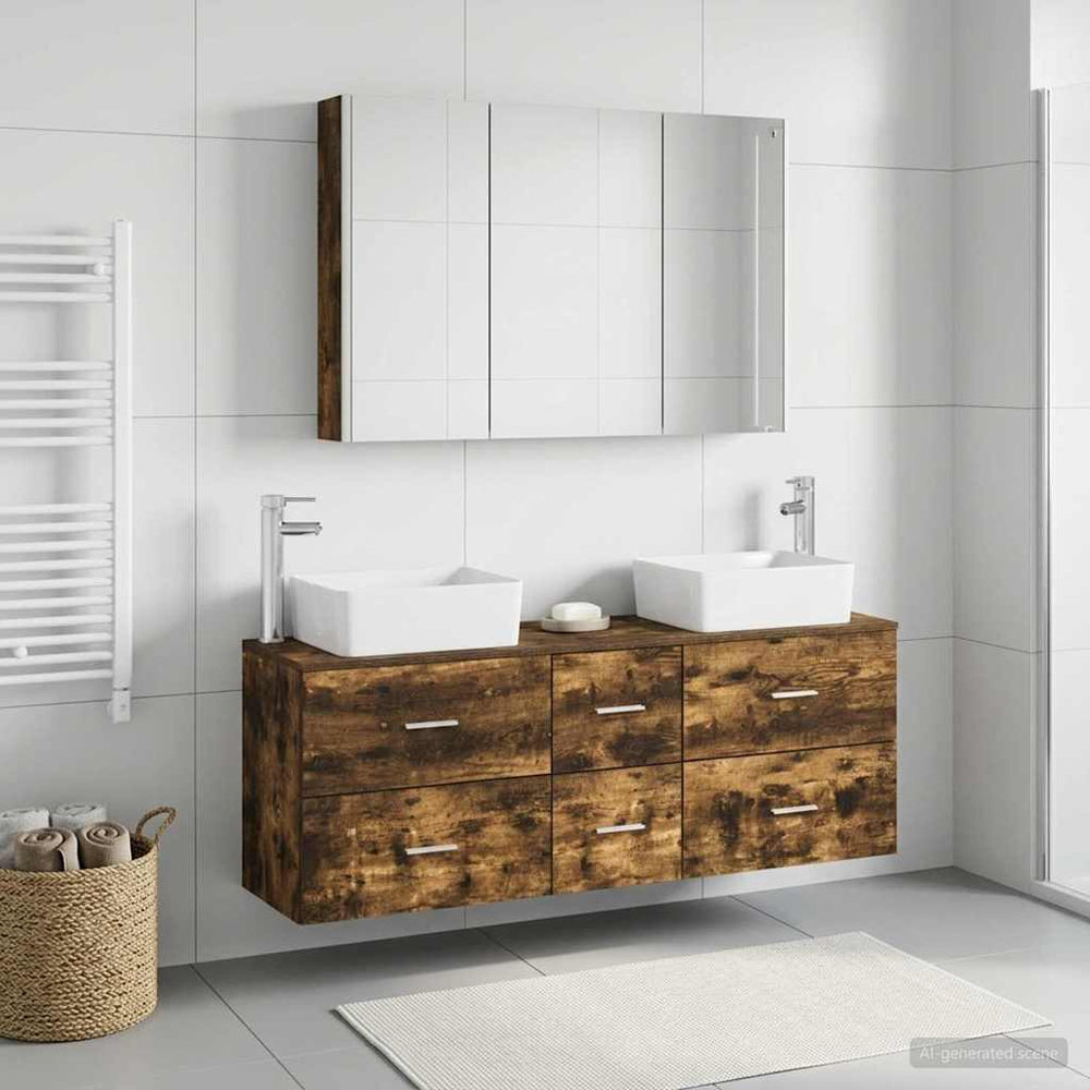 vidaXL Bathroom Furniture Set 4 pcs Smoked Oak
