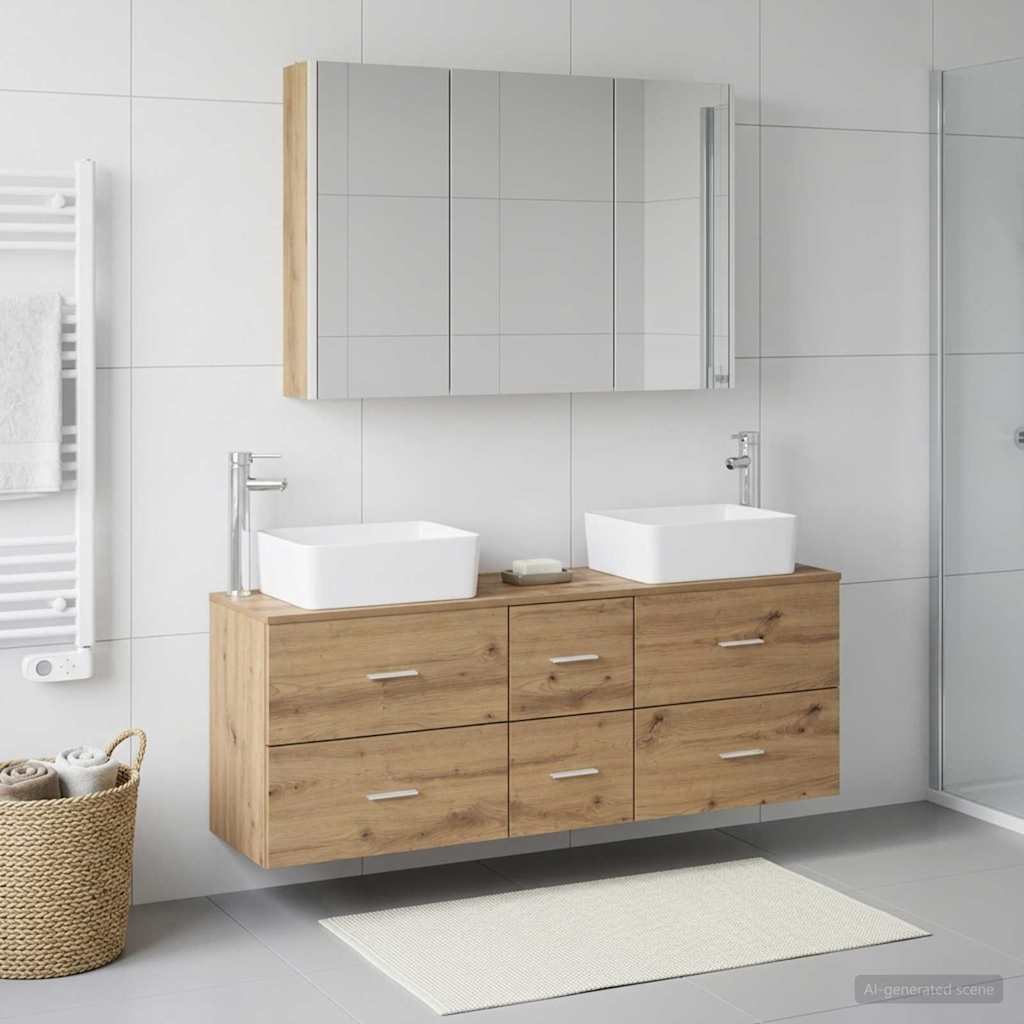 vidaXL Bathroom Furniture Set 4 pcs Artisan Oak 1