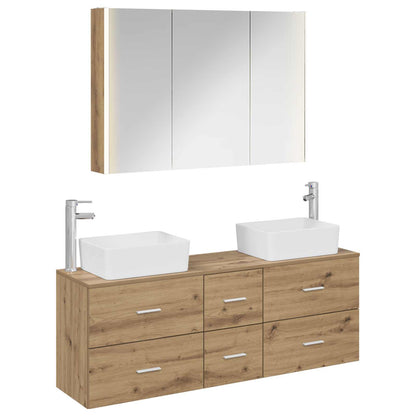 vidaXL Bathroom Furniture Set 4 pcs Artisan Oak 2