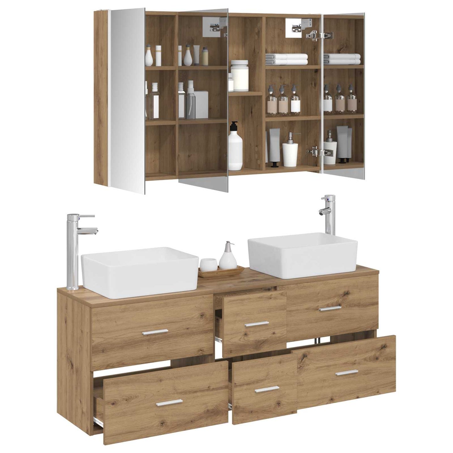 vidaXL Bathroom Furniture Set 4 pcs Artisan Oak 3