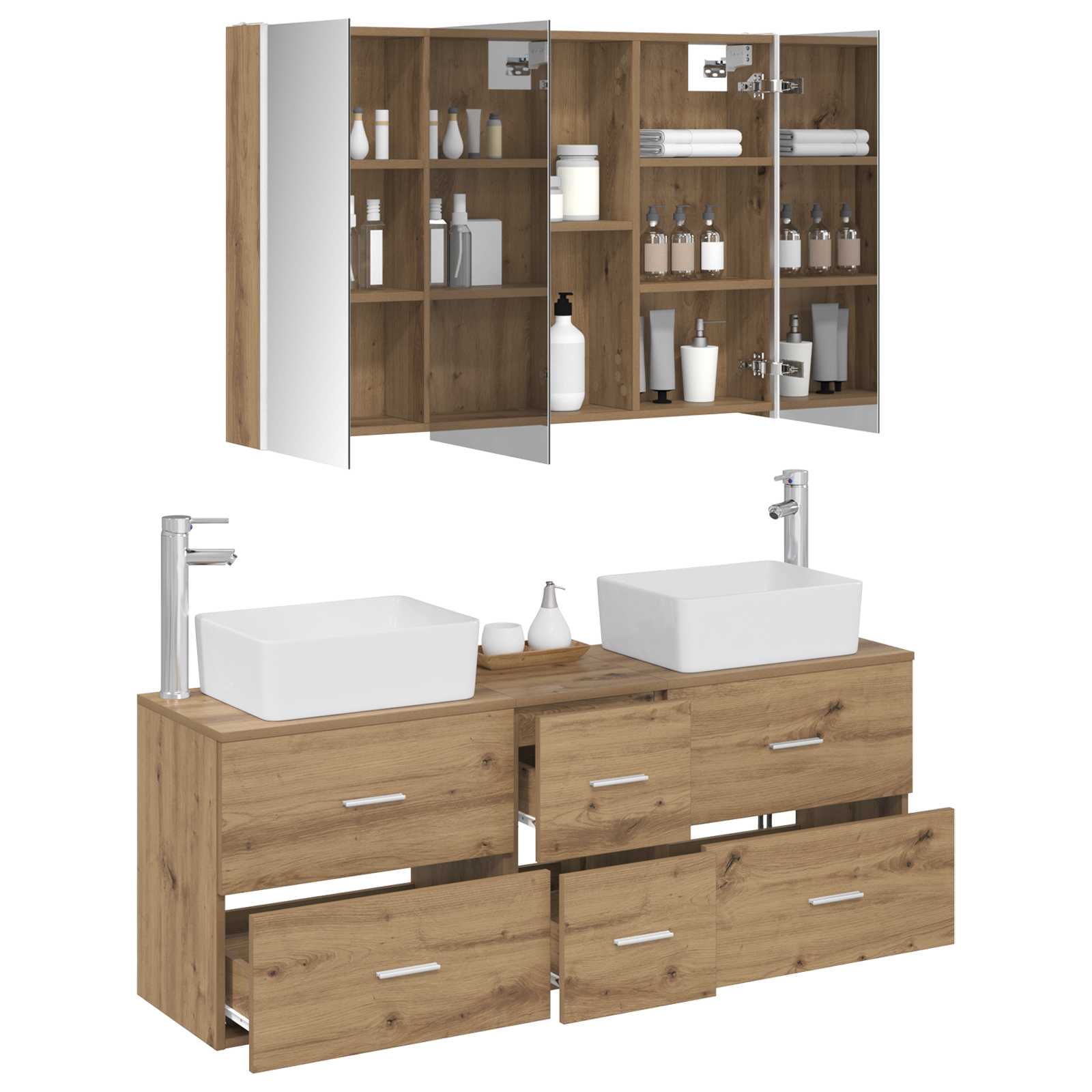 vidaXL Bathroom Furniture Set 4 pcs Artisan Oak 3