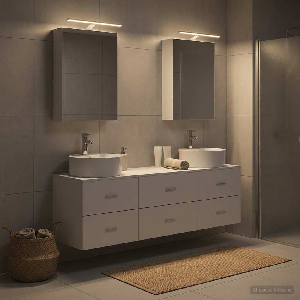 vidaXL Bathroom Furniture Set 5 pcs White Engineered Wood and Glass 1