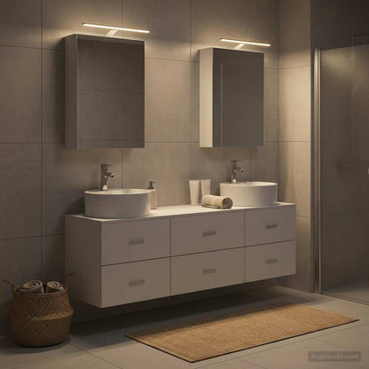 vidaXL Bathroom Furniture Set 5 pcs White Engineered Wood and Glass 1