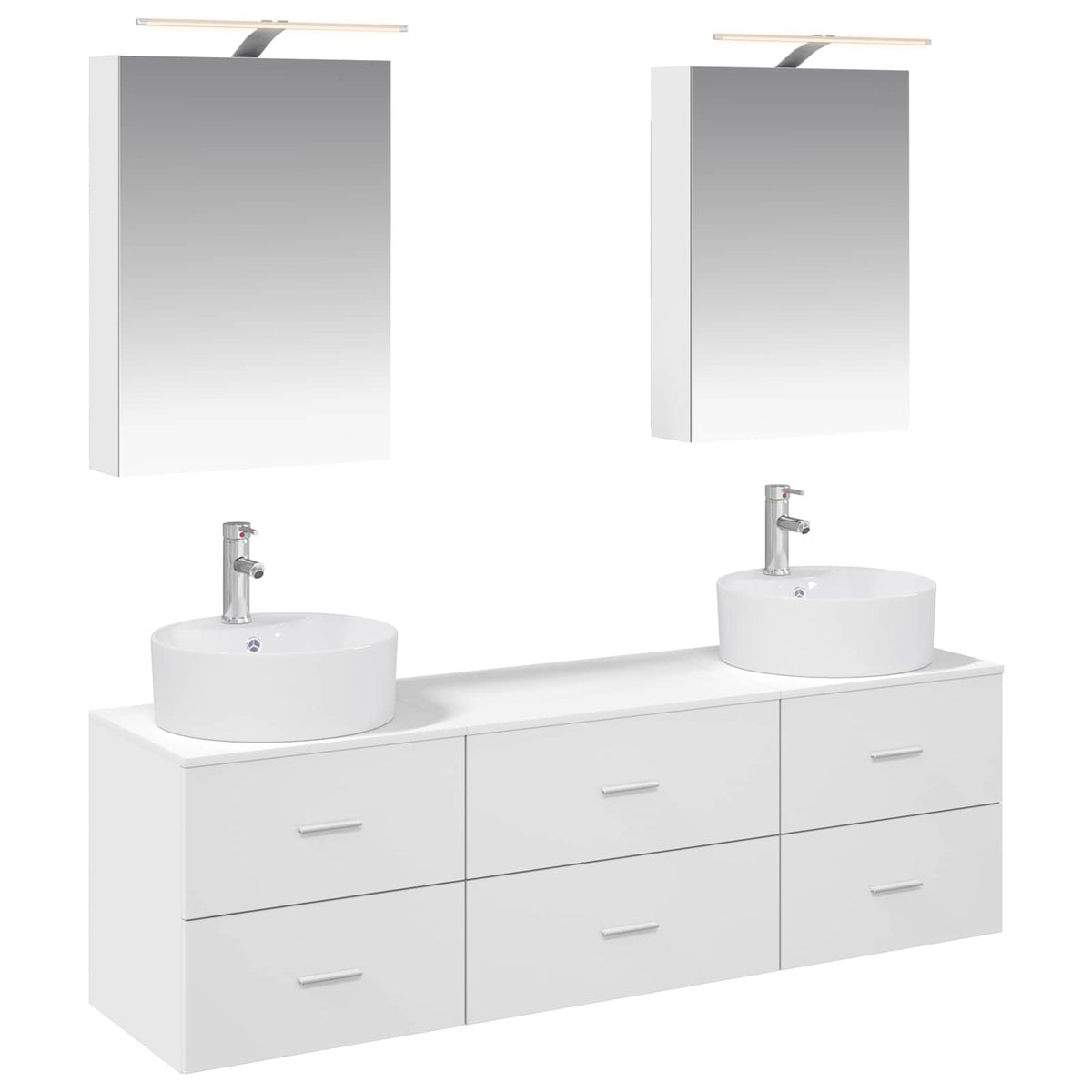 vidaXL Bathroom Furniture Set 5 pcs White Engineered Wood and Glass 2