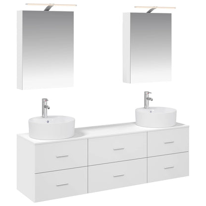 vidaXL Bathroom Furniture Set 5 pcs White Engineered Wood and Glass 2