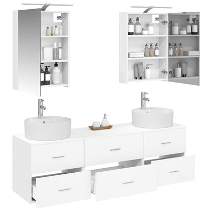 vidaXL Bathroom Furniture Set 5 pcs White Engineered Wood and Glass 3